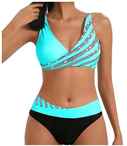 Maillot de Baî Femme Maillot de Bain Femme 2 Pieces Taille Haute Maillot de Bain Gainant Maillot de Bain Femme Enceinte Maillot Amincissant Maillot de Bain Aquabike Maillot Vert 2XL