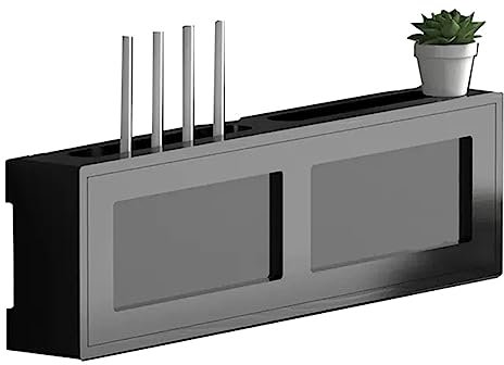 Large WiFi Router Storage Box Router Shelf Wall Mount, Cable Organizer Box with Acrylic Transparent Cover, Pine Wood Creative Decorative Storage Box, Black (Color : D-70.3x10x20cm)