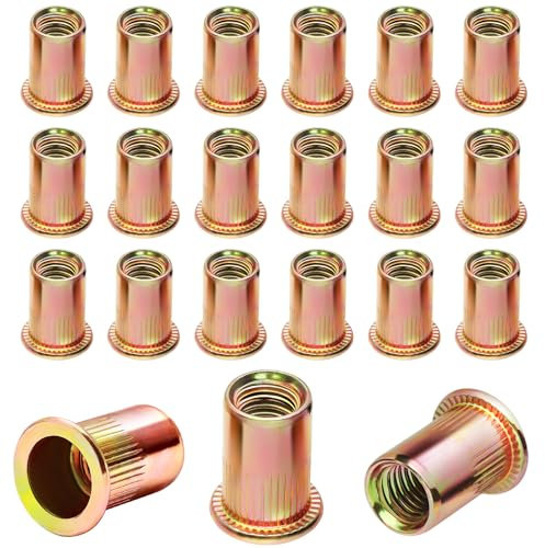 Insert Fileté Metal M6 & M8 Ecrou a Sertir 80 Pièces Aveugle Rivet Fileté Écrous à Tête Plate Plaqués Zinc Écrous à Rivets Aveugles Rivet Inserts Filetés pour Métal Plastique etc
