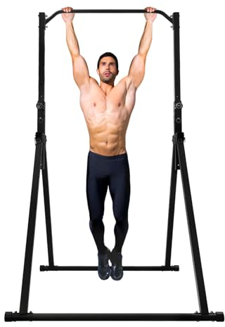 Klimmzugstange, Power Rack, Power Tower aus Metall, Klimmzugstange Freistehend, Einstellbare Höhe, bis 200kg, für Zuhause, Gymnastik, Calisthenics