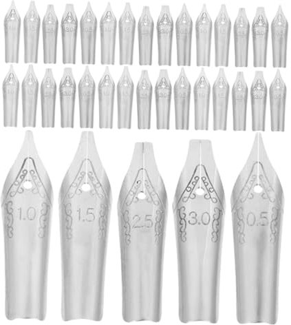 AUTSUPPL Stainless Steel Fountain Pen Replacement Calligraphy Nibs Set for Writing Pens Students