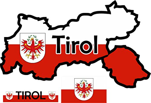 Daged Österreich Tirol Flagge + Wappen Aufkleber Karte Sticker-Bogen - 160 x 230 mm - PKW Auto Fahne Flagge Decal S1