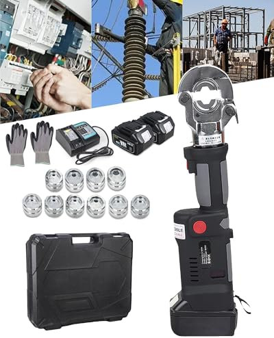 Pince à sertir hydraulique avec moniteur/gants, outil de sertissage hydraulique électrique, rotation à 180°, plage de sertissage 16-240 mm², outil de presse pour tuyau en cuivre