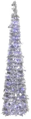 Totò Piccinni Albero di Natale POP UP slim artificiale con apertura semplice e veloce salvaspazio (Silver (Luce Fredda), 150 Cm (90 Led))