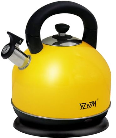 Electric Kettle, 3 Liter, 2000W Fast Boil Stainless Steel Portable Kettle with LED, Auto Shut-Off and Boil-Dry Protection, Mesh Filter (Yellow)