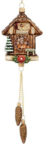 SIKORA Kuckucksuhr besondere Weihnachtskugel Glas Christbaumschmuck Deko Figur Weihnachten Anhänger Ornament - Premium Line - BS814