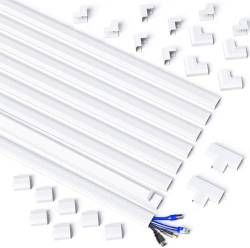 MUDEELA Kabelkanal Weiß Selbstklebend, 8 Meter PVC Kabelabdeckung, TV Kabelkanal für alle Netzkabel in Haushalt/Büro - 30mm (B) x 17mm (H) - 8 x 1m Länge