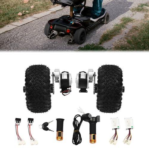 Kit di conversione per carrello elettrico con due azionamenti, motore a doppia ruota da 10 pollici, per fai da te piccoli go-kart, sedie a rotelle elettriche
