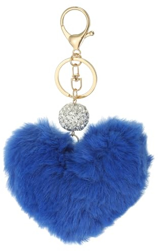 PATIKIL Porte-clés en fausse fourrure avec pompon en forme de cœur en peluche pour sac à main, sac à dos, clé de voiture, sac fourre-tout, sac à main