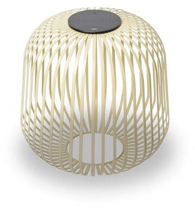 LUUK Studio Mobile Outdoor LED Solarleuchte, wetterfeste Terrassenbeleuchtung & Windlicht, Akku wiederaufladbar via USB-C und Solarenergie, Tischleuchte für Balkon & Garten, Designlampe, Sand Braun