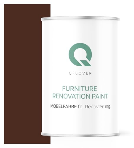 Q-COVER Vernice per mobili semi-opaca, colore: Marrone mogano RAL 8016, 1 L, colore legno per interni | coprente, a base d’acqua, antigraffio, per cucine, armadi, tavoli, giardino