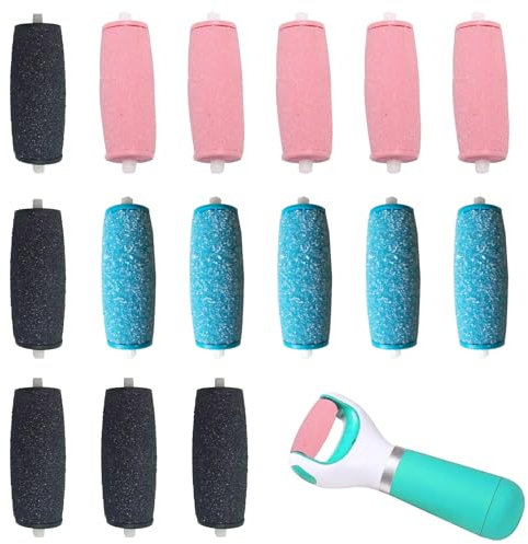 BOULESENM 15 Stück Hornhautentferner Ersatzrollen Kompatibel mit Scholl Velvet Smooth,Ersatzrollen,Rollen für Pediküre, Hornhautentferner,3 Arten von Rauheit für Weiche, Harte und Trockene Füße