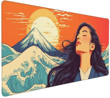 Tapis de Souris XXL 900x400x3mm Tapis de Souris Montagne Mouse Pad Femme Améliore la Précision et la Vitesse, Antidérapant Étanche, Bords Cousus, Accessoires Gaming, PC Bureau, Cadeau Homme D-966
