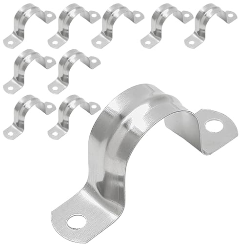 MejaRizon Edelstahl 304 Rohrschellen 50mm, U- Schellen Ø 50 mm, 10 Stück, Befestigungsschelle, Korrosionsbeständig und Robust, Schlauchschellen für Wasserrohre, Gasrohre und Kabel