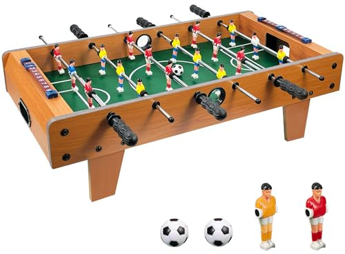 Crystals Wooden Table Football Game – Tabletop Foosball Soccer Game for Kids & Adults – Compact Table Top Football with Accessories, Fun Family Party Game & Xmas Gift Idea