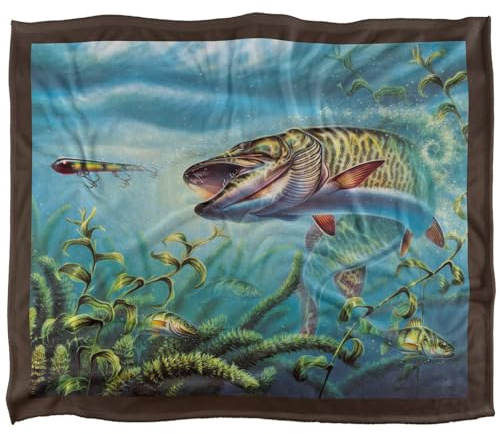 Jq Licensing Provoked Musky Fishing Silky Touch Super Soft Throw Blanket 152 X 127 Cm