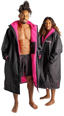 Dryrobe Advance Waterproof Changing Robe - LONG SLEEVE Oversized Change Robe Coat with Fleece Lining - Hooded Jacket for Beach, Wild Swimming, Surfing
