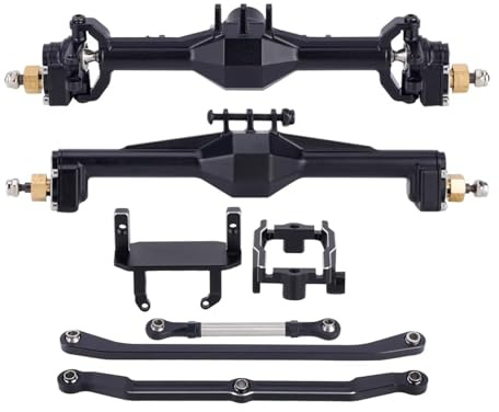JYYTERD RC Car Achse Für TRX4M 1/18 RC Crawler Car Upgrade-Teile Aluminium CNC-Portalachsen Mit Lay Down Servo Mount Und Links(Black)