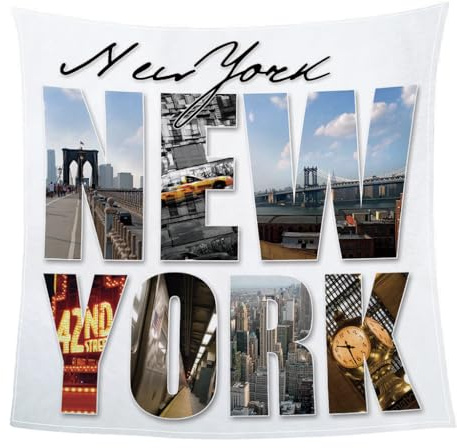 GXBDYD Kuscheldecke Flanell Decke 80X150cm 3D Drucken Microfaser Weich Flauschige Warm Plüsch Wohndecke Kreatives Design New York Muster Tagesdecke Fleecedecke Winterdecke Für Sofa Und Bett