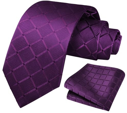 URAQT Cravatta Uomo Cravatta Jacquard a Quadri con Fazzoletto, 146cm * 8cm, in Diversi Colori, per Lavoro, Festa, Decorazione