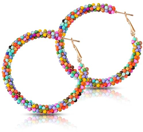 Cossaot Konfetti Ohrringe, Böhmische Paar Konfetti Ohrring Damen | Bunter Look, Leichtes Tragegefühl, Auffälliges Accessoire für Alltag, Partys, Festivals und besondere Anlässe
