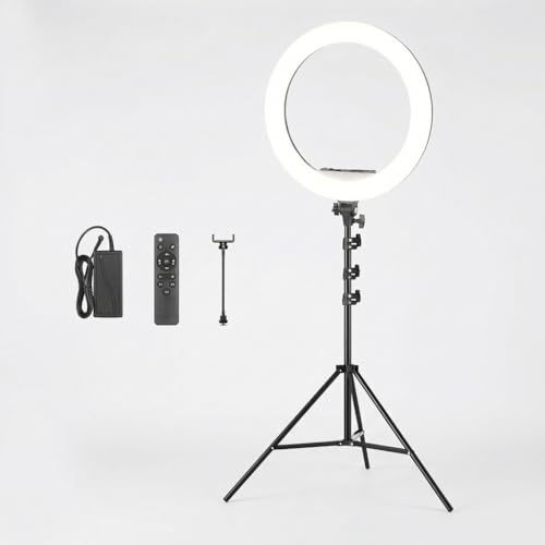 Luméon 46 cm LED Ringlicht mit Stativ – 18 Zoll Profi Fotolicht, stufenlos dimmbar, Tri-Color, inkl. Fernbedienung für Portrait, Studio & Content Creation