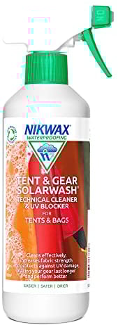 Nikwax Tent & Gear Solar Wash, Technical Cleaner & UV Blocker for Tents & Bags, 500ml Spray