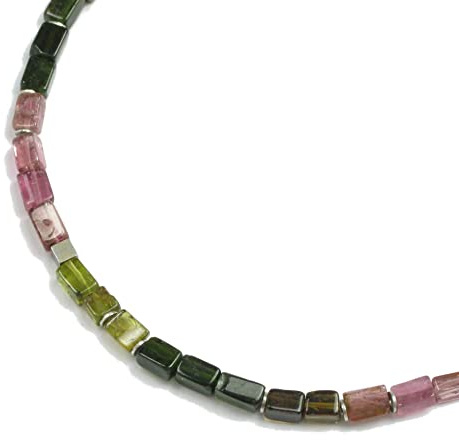Turmalin-Kette, Würfel, Silber