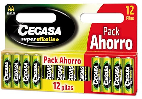 CEGASA Superalkaline - Pack 12 Pilas LR6, Color Verde | Pack Ahorro
