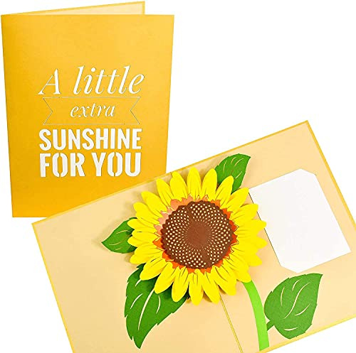 PopLife Sunflower 3D Pop Up Mother's Day Card - Happy Golden Anniversary Card, Birthday, Thank You, Just Because, Sympathy, Get Well Soon - for Mom, for Daughter, for Wife, for Grandma