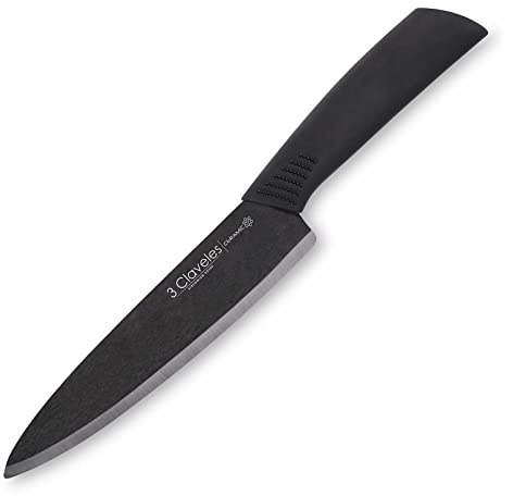 3 claveles Couteau en céramique, acier inoxydable, noir, 15 cm 1426