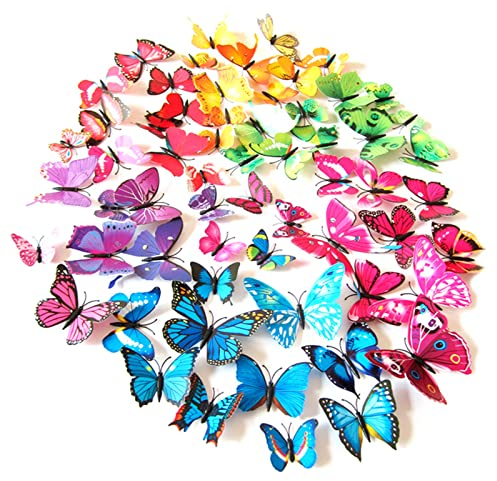 72pcs 3D Farfalla Serie Decorazione Murale/Decorazione di Superficie/Magnete Frigorifero/Farfalla 3D / (Colori Misti)