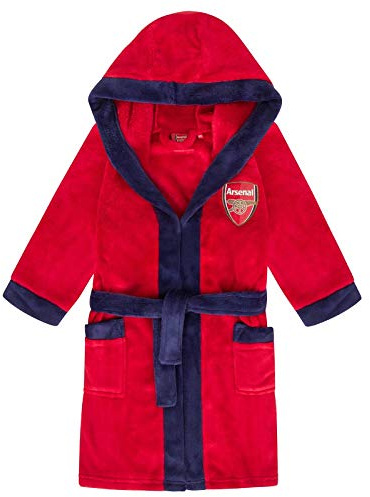 Arsenal FC Official Football Gift Boys Fleece Dressing Gown Robe Red 5-6 Years