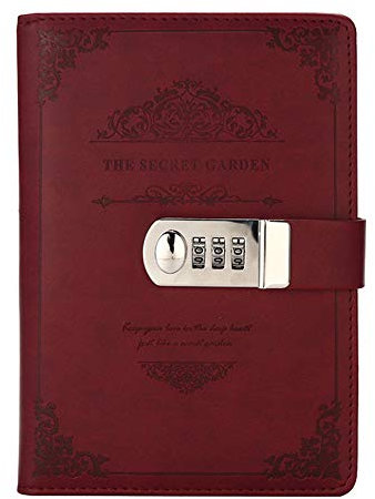 Cheerlife Vintage Tagebuch mit Schloss Leder Notizbuch mit Zahlenschloss Reisetagebuch mit Stifthalter linertes Papier für Erwachsene (Rot)