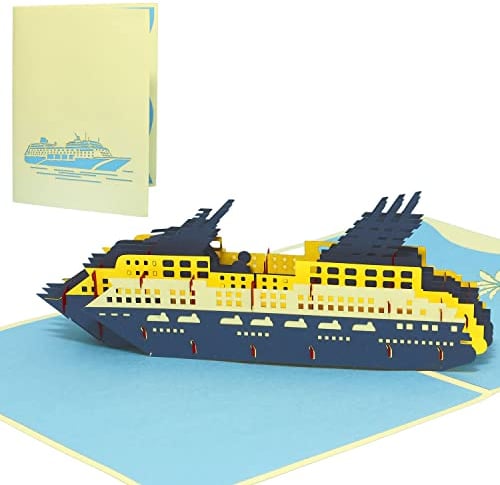 LINPOPUP®, LIN17564, Pop Up Karte Schiff, Kreuzfahrtschiff, Pop Up Karten Geburtstag, Pop Up Geburtstagskarte, Reisegutschein Kreuzfahrt, Kreuzfahrt Schiff, N315