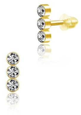 viva-adorno Ohrstecker klein 3 Zirkonia Kristall Trio Edelstahl Damen Mädchen Ohrringe Z570, gold