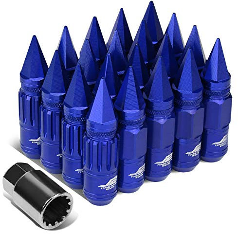 J2 Engineering 7075-T6 Radmuttern, Aluminium, M12 x 1,25, 80 mm hoch, mit 4 Schloss- und Schlüsseln, Blau
