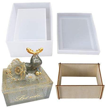 Silicone Tissue Box Resin Mold with Lid for Epoxy Resin Casting Mould, Napkin Holder, DIY Jewelry Trinket Storage, Gift Box, Craft Supplies, Home Decoration