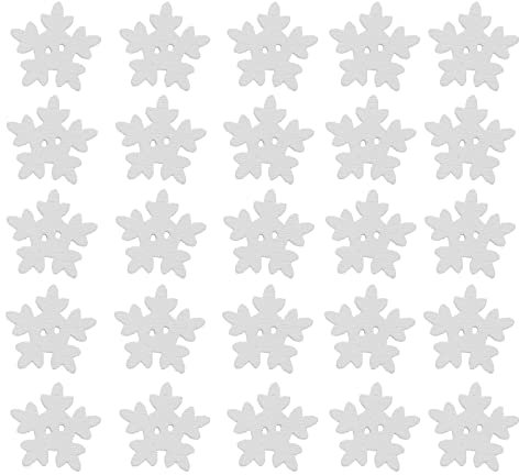 EXCEART Weihnachten Holzknöpfe Weiß Schneeflocke Knopf DIY Kleine Knöpfe Einfach Nähen Mini-Knöpfe Dekoration zum Stricken Nähen DIY Sammelalbum Handwerk Weihnachten Dekor 18 Mm 50Pcs