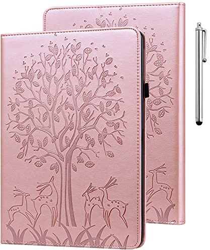 GLANDOTU Hülle für Huawei Mediapad M5 lite 10 mit Stift und Stifthalter - Ultra Dünn Standfunktion Flip PU Leder Cover Case Huawei Tab M5 lite 10 10.1 Zoll 2018 Hülle（Rosa Baum）