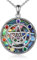 YAFEINI Pentagramm Pentacle Anhänger Halskette 925 Sterling Silber Pentagramm Kette Wiccan Stern Halbmond Halsketten Schmuck für Damen Männer Geschenke (Halskette mit Pentagramm-Abalone-Muschel)