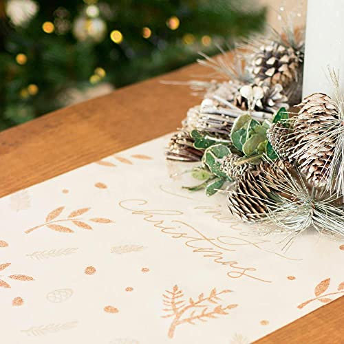 Luck and Luck Rose Gold Glitzer Frohe Weihnachten Samt Tischläufer Festliche Tischdekoration Weihnachten Party Tischläufer Home Dekoration 28cm x 3m