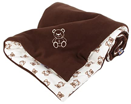 Kaarsgaren Kinderwagendecke für Winter, Größe 70 x 100 cm, doppelseitig Kuscheldecke, Babydecke, Erstlingsdecke, Krippe Decke (Braun/Bär)