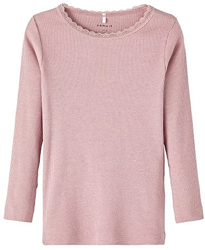 Name It Nmfkab Ls Top Noos, Maglia A Maniche Lunghe Bambine e ragazze, Viola (Deauville Mauve/Detail:MELANGE), 86