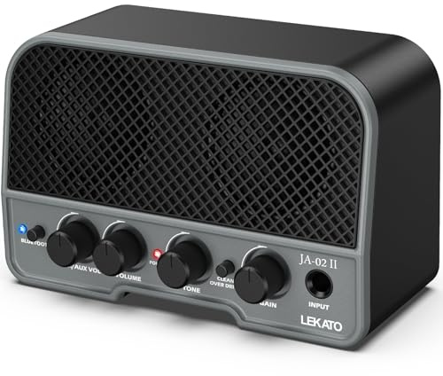 LEKATO Mini amplificador de guitarra, amplificador recargable, guitarra eléctrica de 5 W, limpieza y sobremarcha, amplificador de guitarra Bluetooth portátil para la práctica diaria, negro