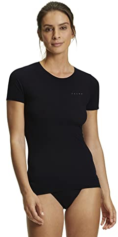 FALKE Damen Baselayer-Shirt Ultralight Cool Round Neck W S/s Ts Funktionsmaterial schnelltrocknend 1 Stück, Schwarz Black 3000, L