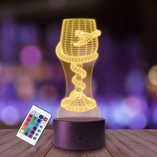 Plexido Nachtlicht Tasse Mit Einer Schlange Illusion Lampe 3D Nachttischlampe Geschenk für Kinder Personalisiert Graveur Weltraum Kinderzimmer LED Licht Fernbedienung 16 Farbwechsel Wohnzimmer