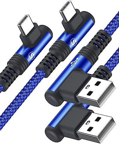 Cavo USB C [1 M/Set di 2] angolato 90 gradi di ricarica rapida cavo caricatore USB C 3A nylon intrecciato compatibile con i Phone15 Pro Max,Galaxy S23 S22,so ny Xperia, Huawei,Google Pixel, LG,Xiaomi