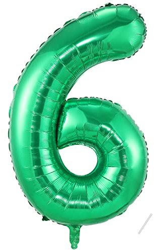 Geburtstag zahlen luftballon 6 jahre | Folienballon Kindergeburtstag Deko Grün-Riesen Folienballon in 40 - 101cm Geburtstagsdeko - Ballon Zahl Deko zum Geburtstag - fliegt mit Helium