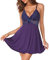 Vlazom Camicia da Notte Donna Corta Lingerie Scollo a V Sottoveste con Spalline Regolabili Babydoll,S,Viola